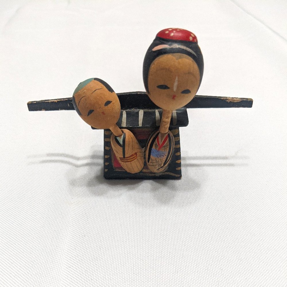 Miniature Japanese Kokeshi Dolls in a House
